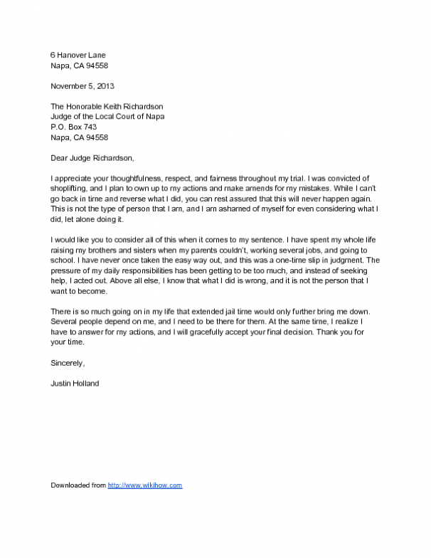 Example Of A Letter To A Judge For Leniency Formal Letter Format To