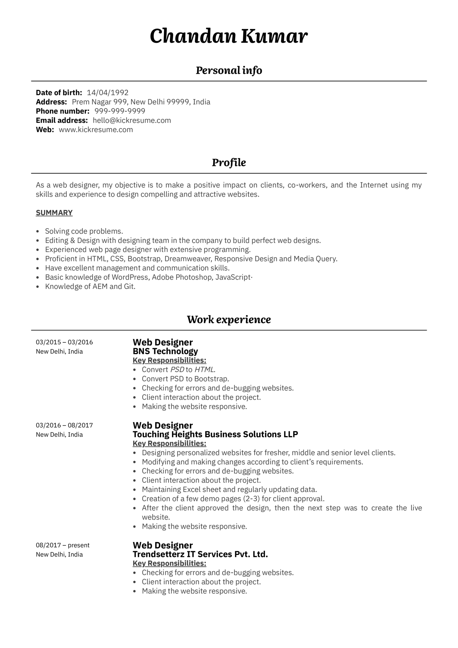 Web Designer Job Description Template