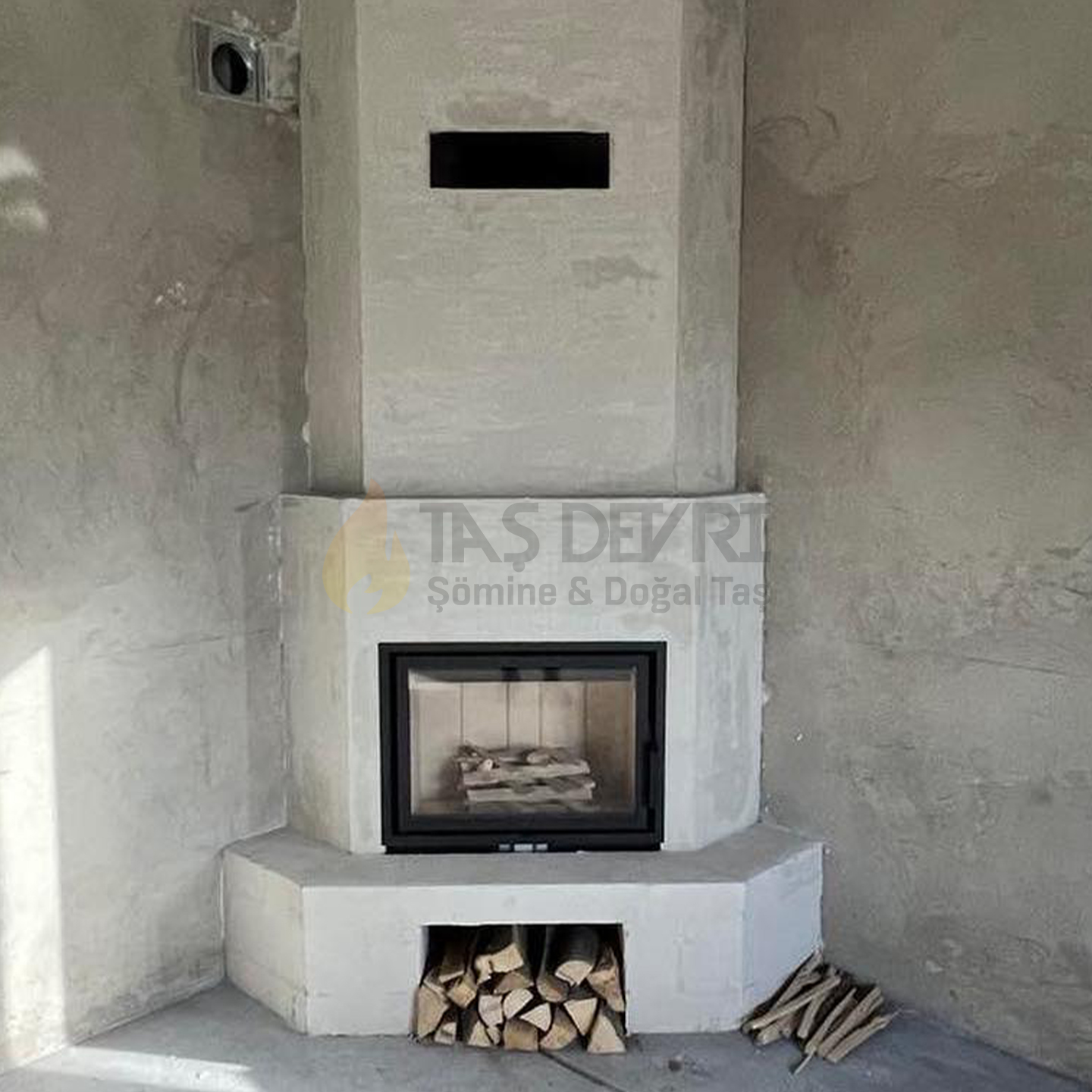 Köşe odunlu şömine 17