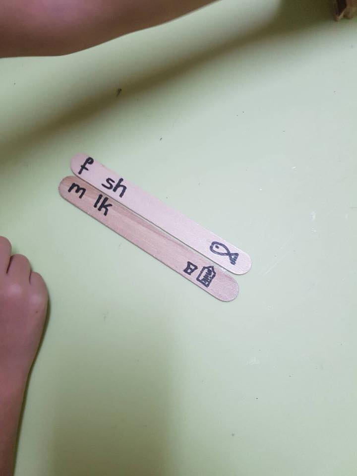 Our little ones recognizing their letters and words! The pieces of the