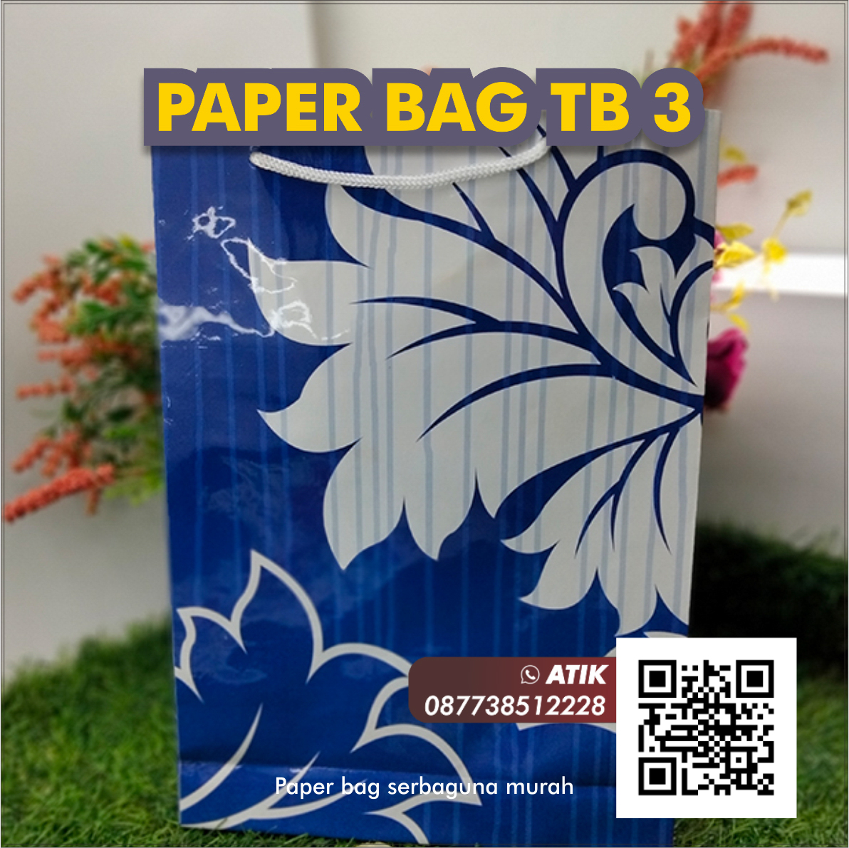 Tas Kertas Art Paper Laminasi Licin Belanja Hadiah Kado Motif Daun TB 3