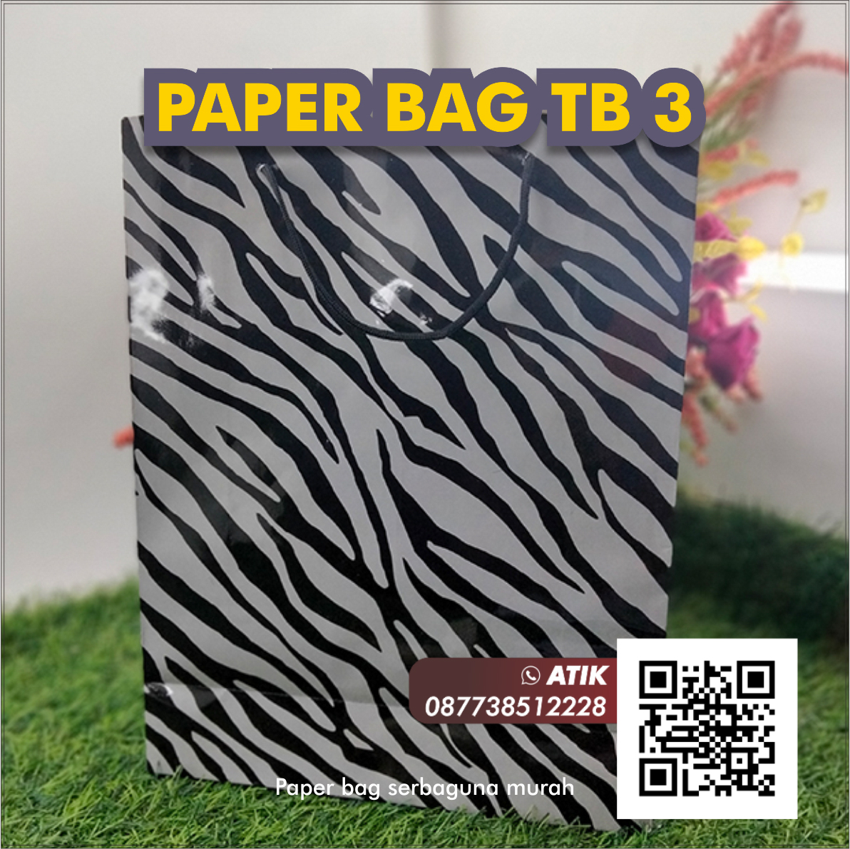 Tas Kertas Art Paper Laminasi Licin Belanja Hadiah Kado Motif Zebra TB