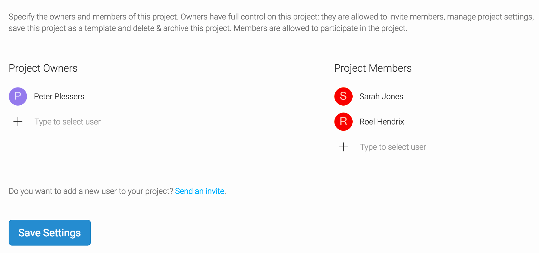 Add project members Tasks in a Box