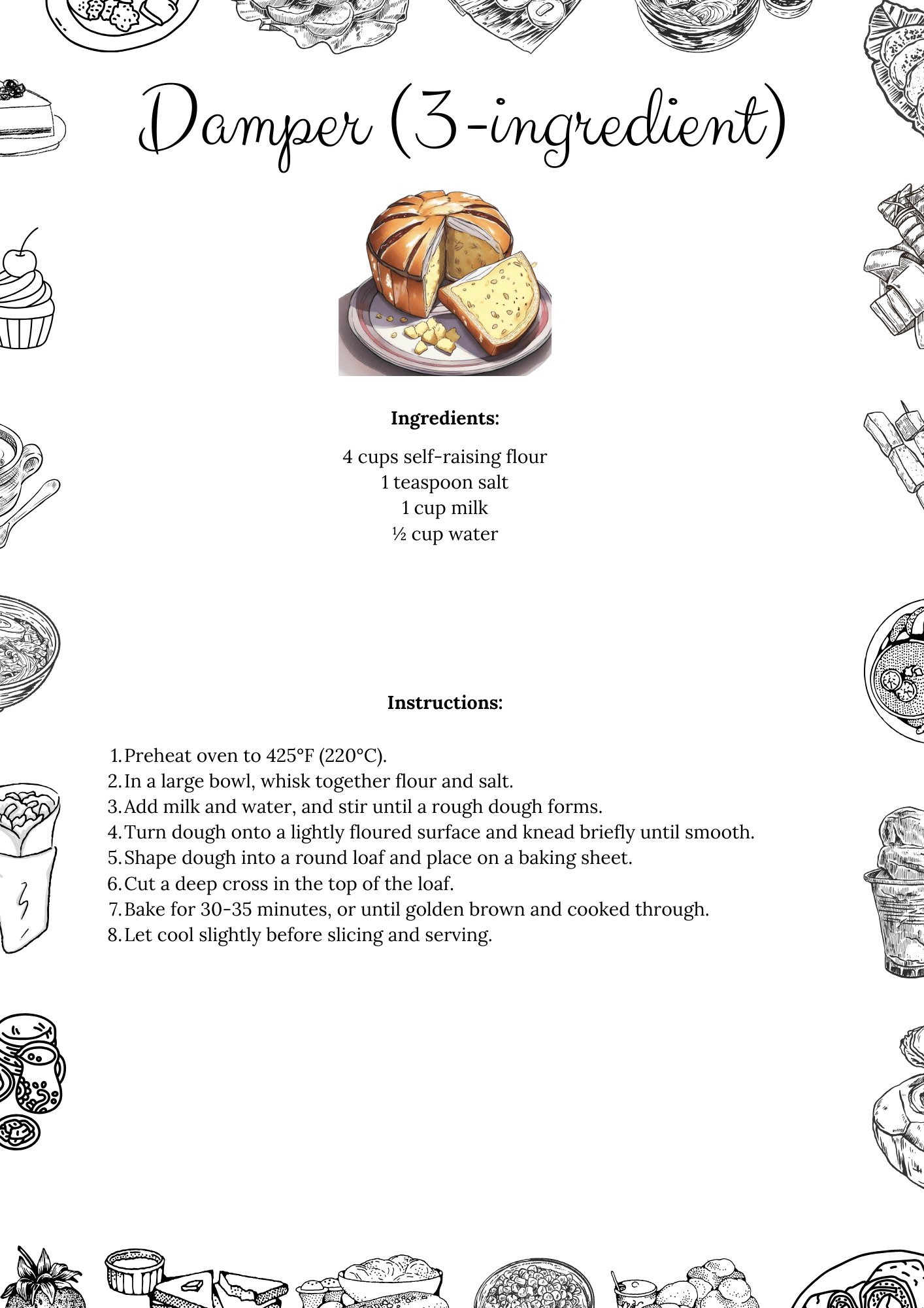 Printable Damper Bread Recipe (Free PDF) Tasteful Zone