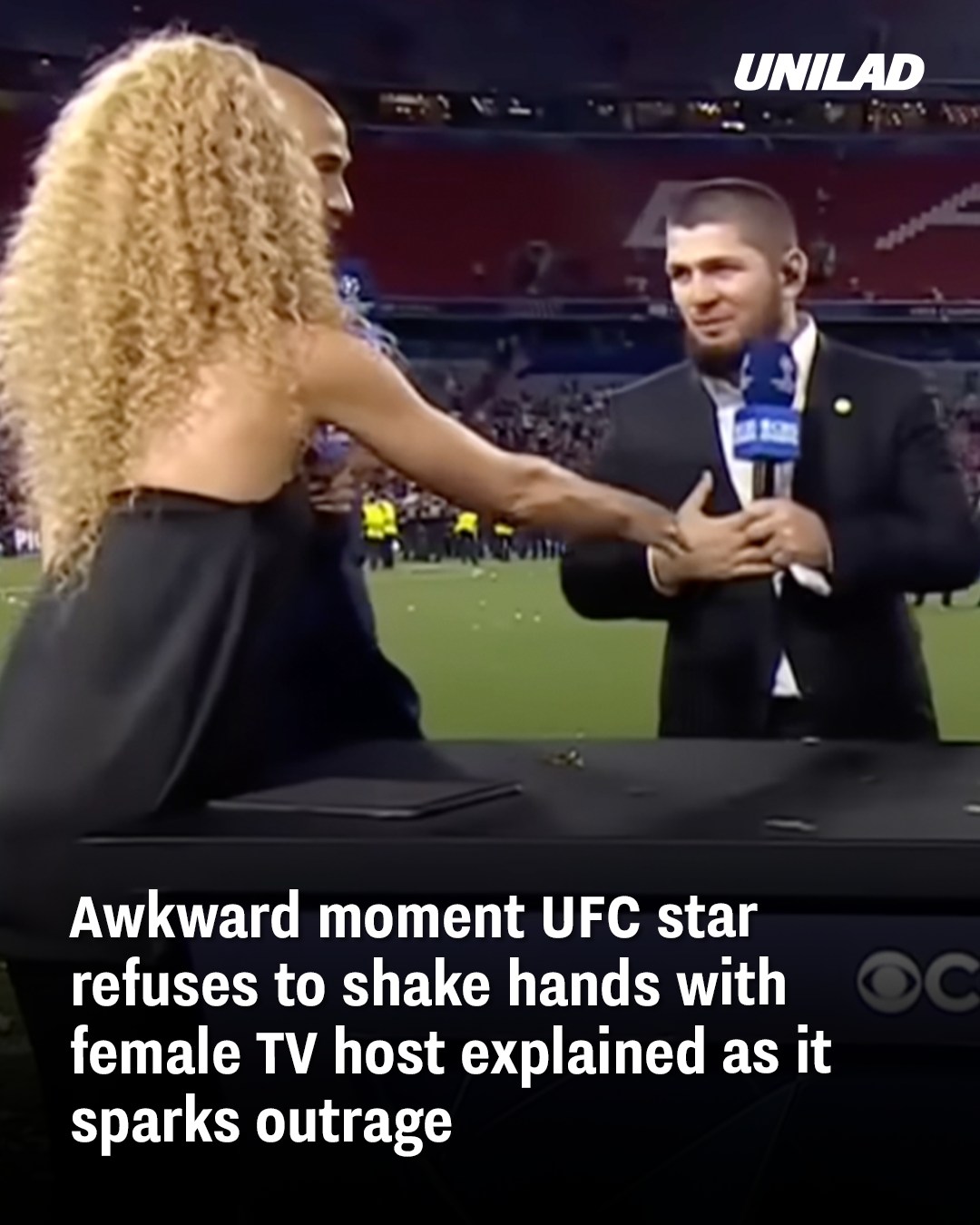 Awkward moment UFC star refuses to shake hands with female TV host