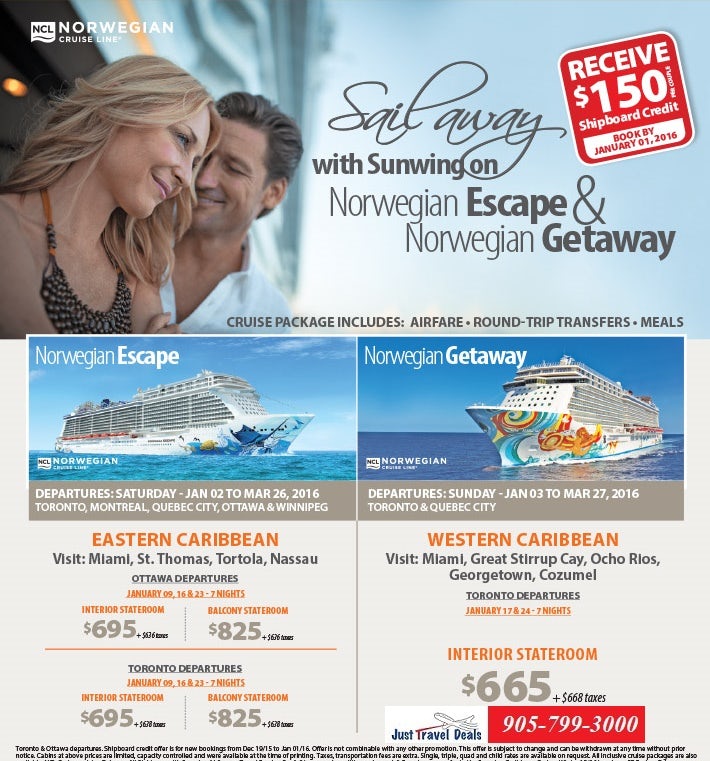 Sail Away with NCL Cruise packages from 665