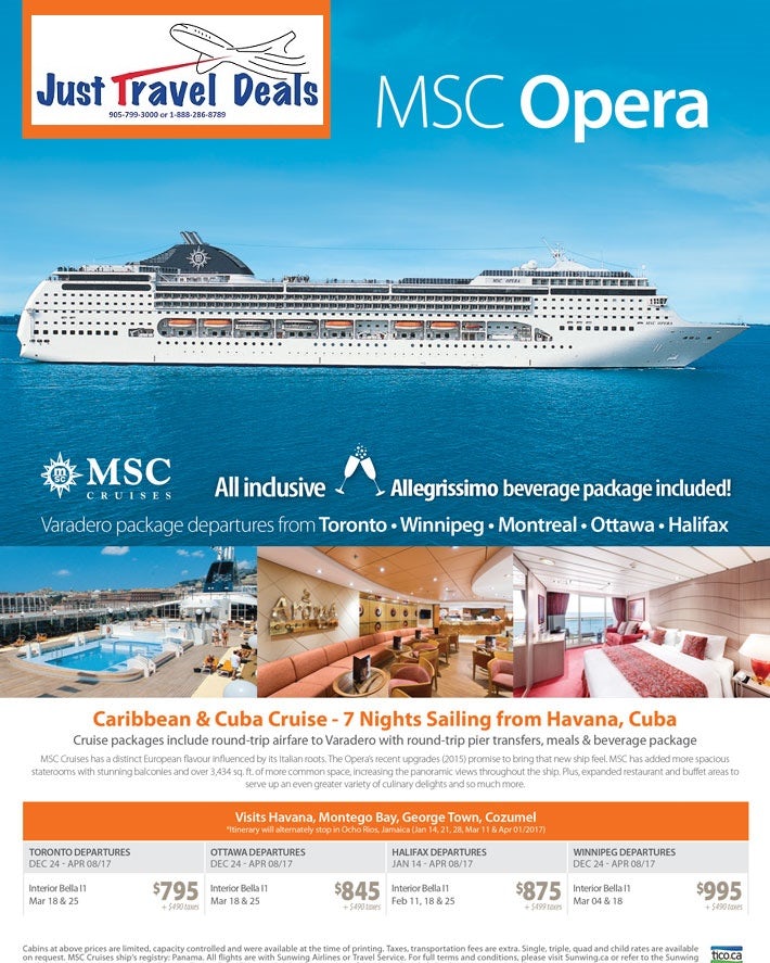 MSC Opera Cruise All Inclusive Caribbean & Cuba Cruise from 795