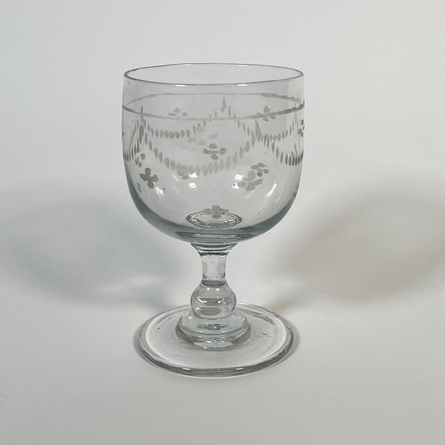 Two engraved bistro glasses Tata Faience