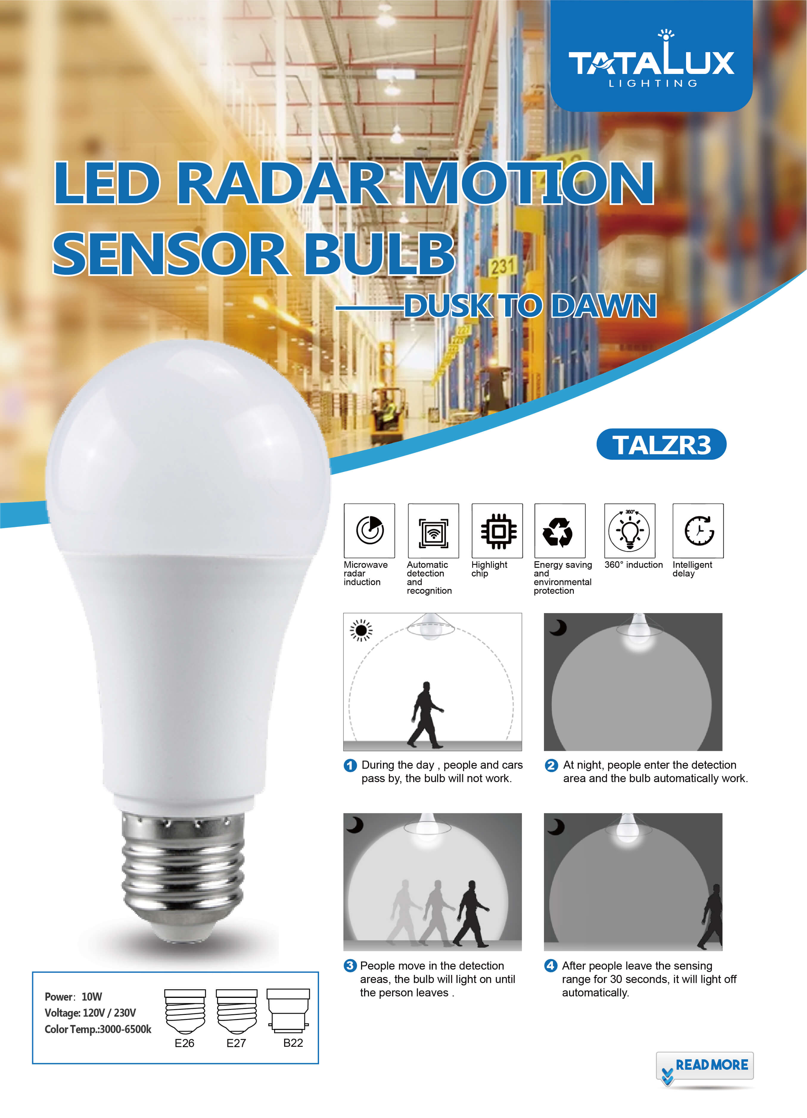 LED Smart Sensor Light Tatalux Smart LED Bulbs Series