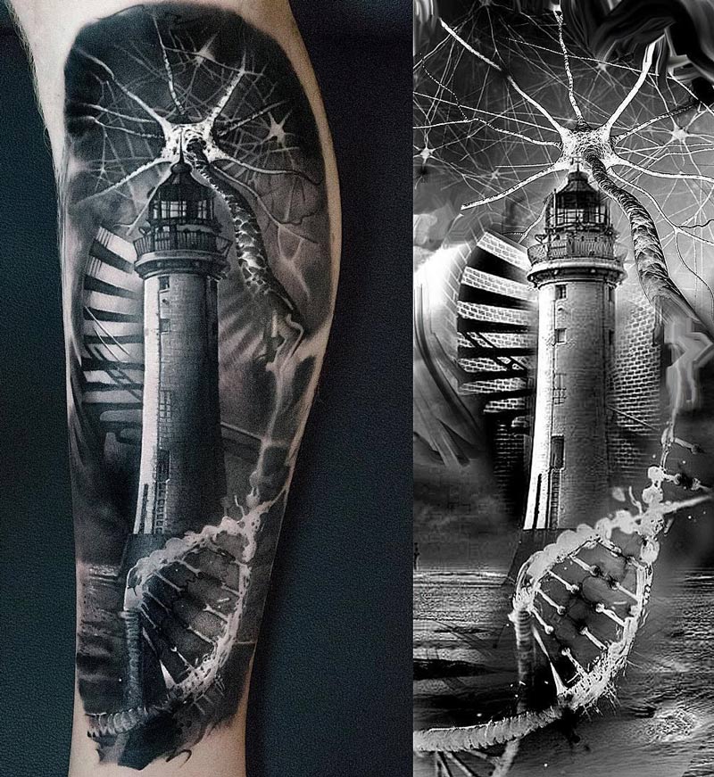 Lighthouse & Synapses Best tattoo design ideas