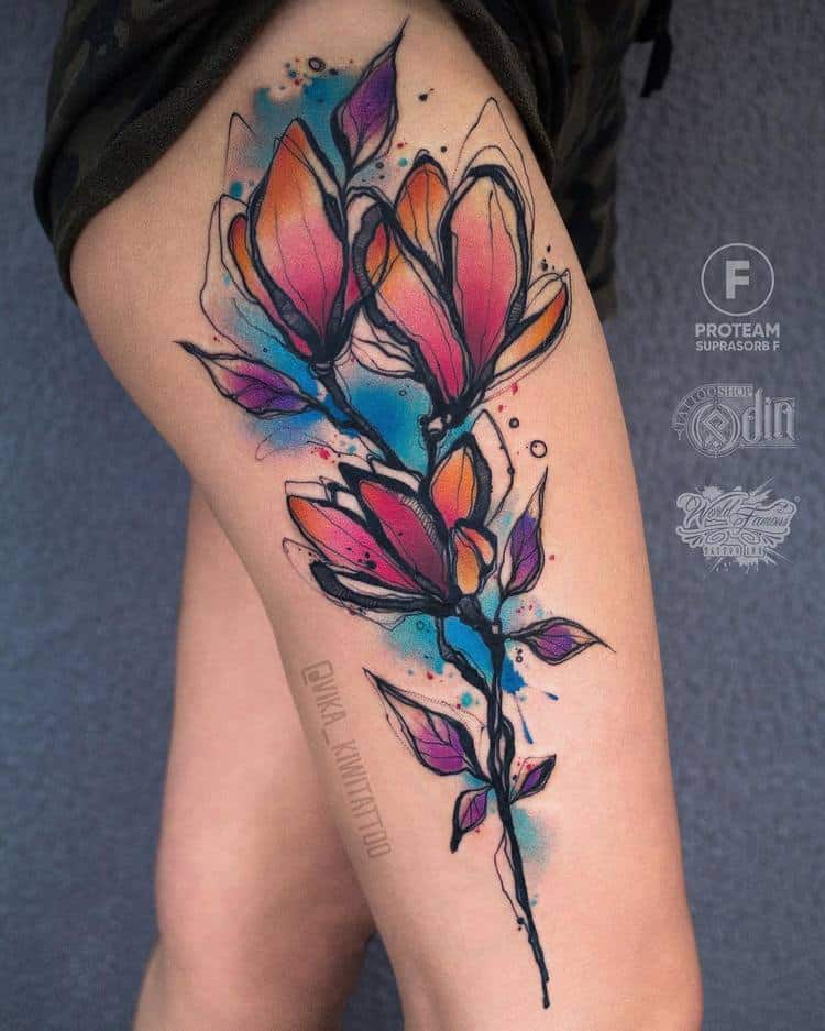 40 Graphic Watercolor Tattoos by Vika KIWI TattooAdore