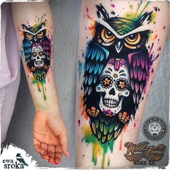 60 Owl Tattoo Design Ideas with Watercolor, Dotwork, and Linework