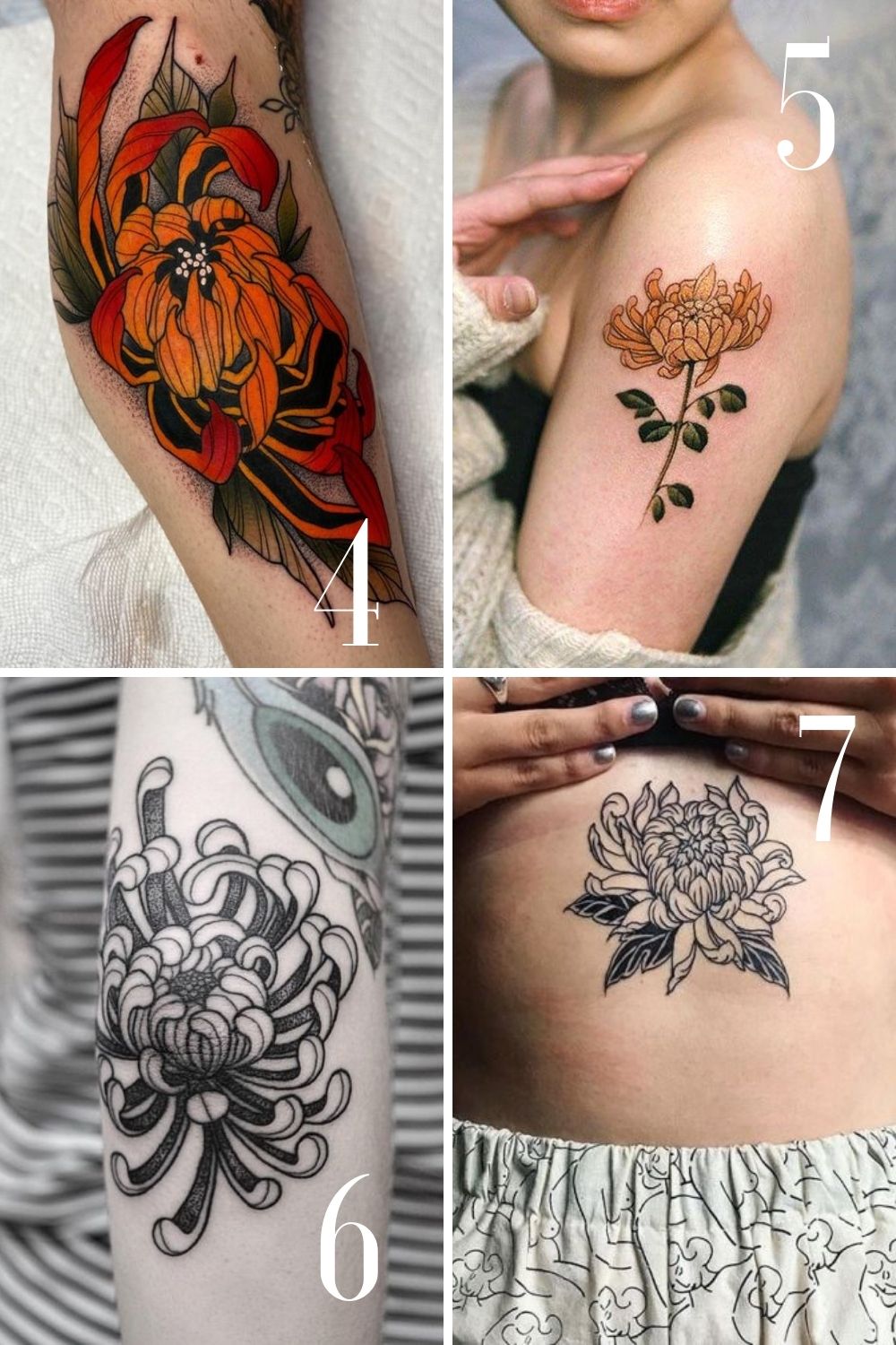 27 Meaningful Chrysanthemum Tattoo Ideas + Designs Tattoo Glee