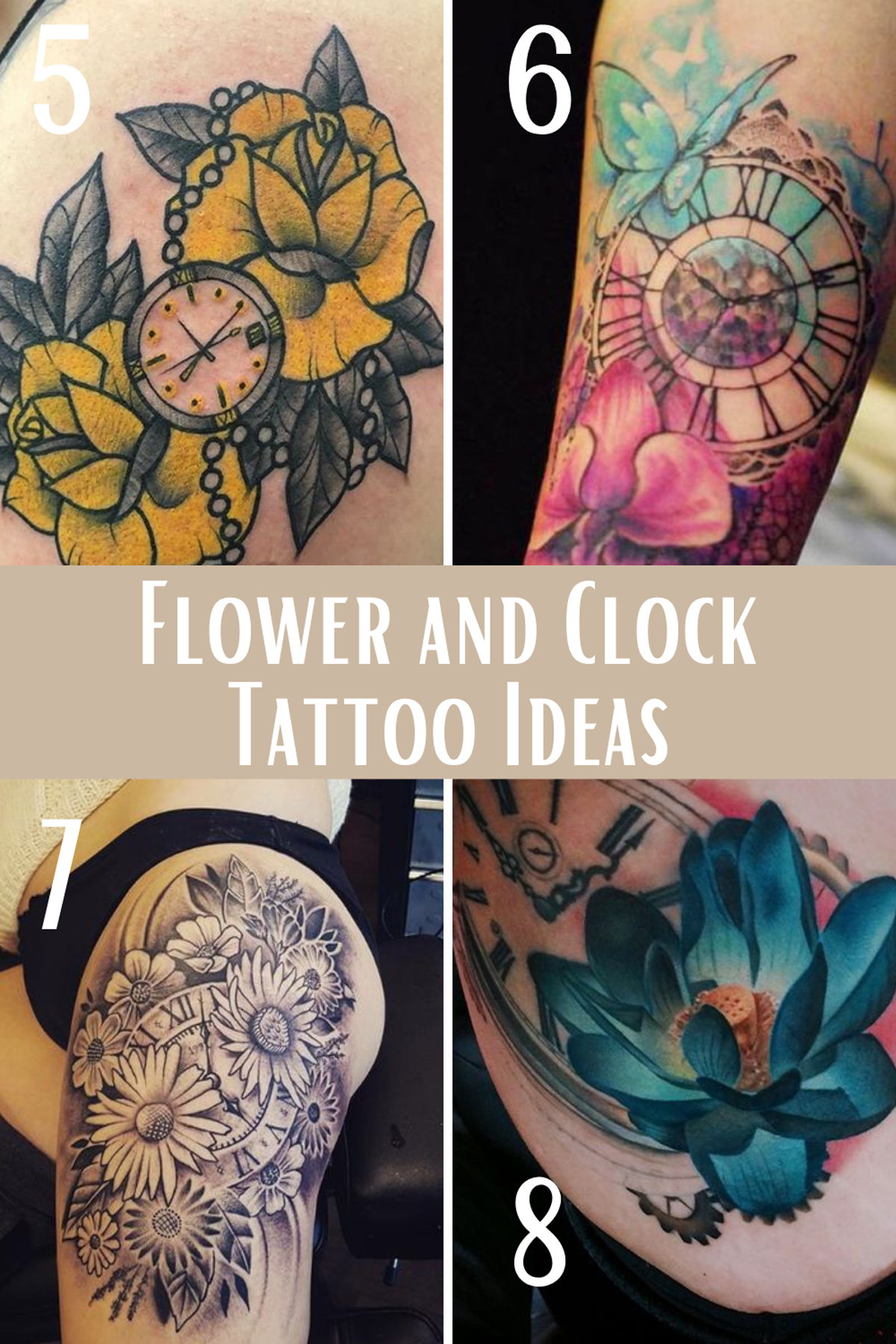 53 Timeless Flower and Clock Tattoo Ideas Tattoo Glee