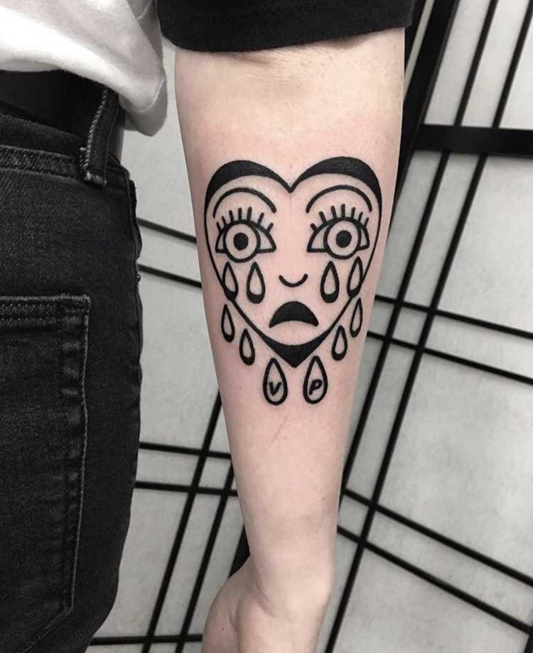 Crying heart tattoo by Mr.Preston