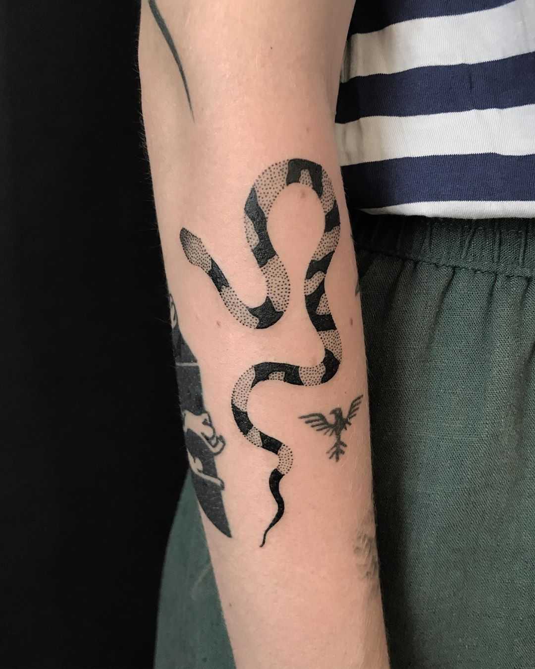 Black and grey snake inked by skrzyniarz_