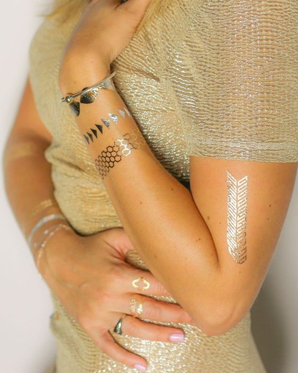 ②Transferência de tatuagens temporárias flor círculo losango falso 101 desenhos de tatuagem metálica mais recentes para mulheres