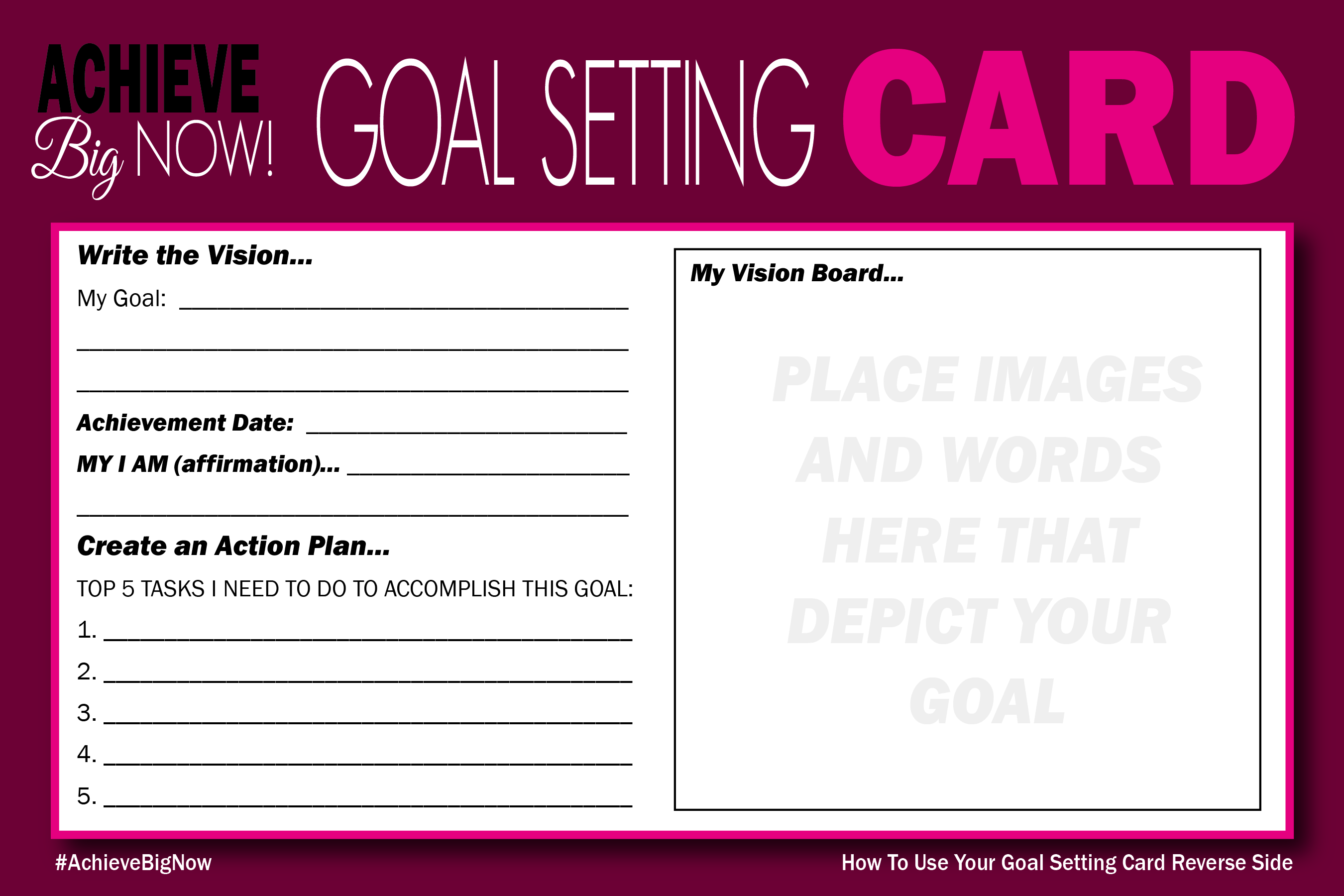 Achieve Big Now Goal Setting Cards Tawawn Lowe