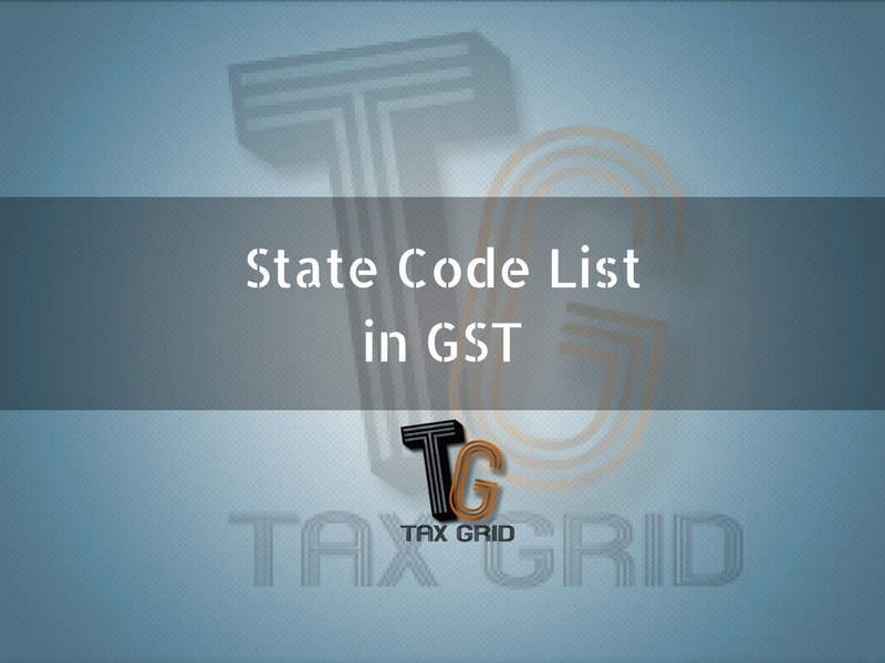 State code list in GST Tax Grid