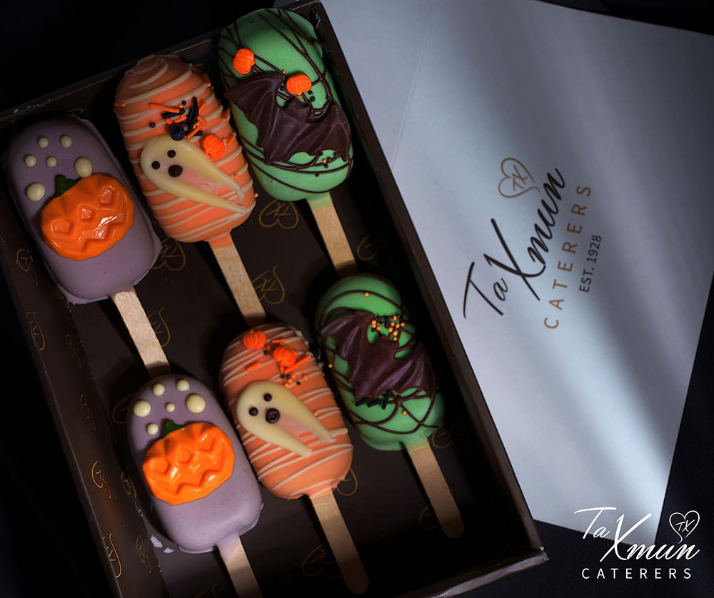 Halloween themed assorted cake pops box x6 Ta Xmun Cateres Malta