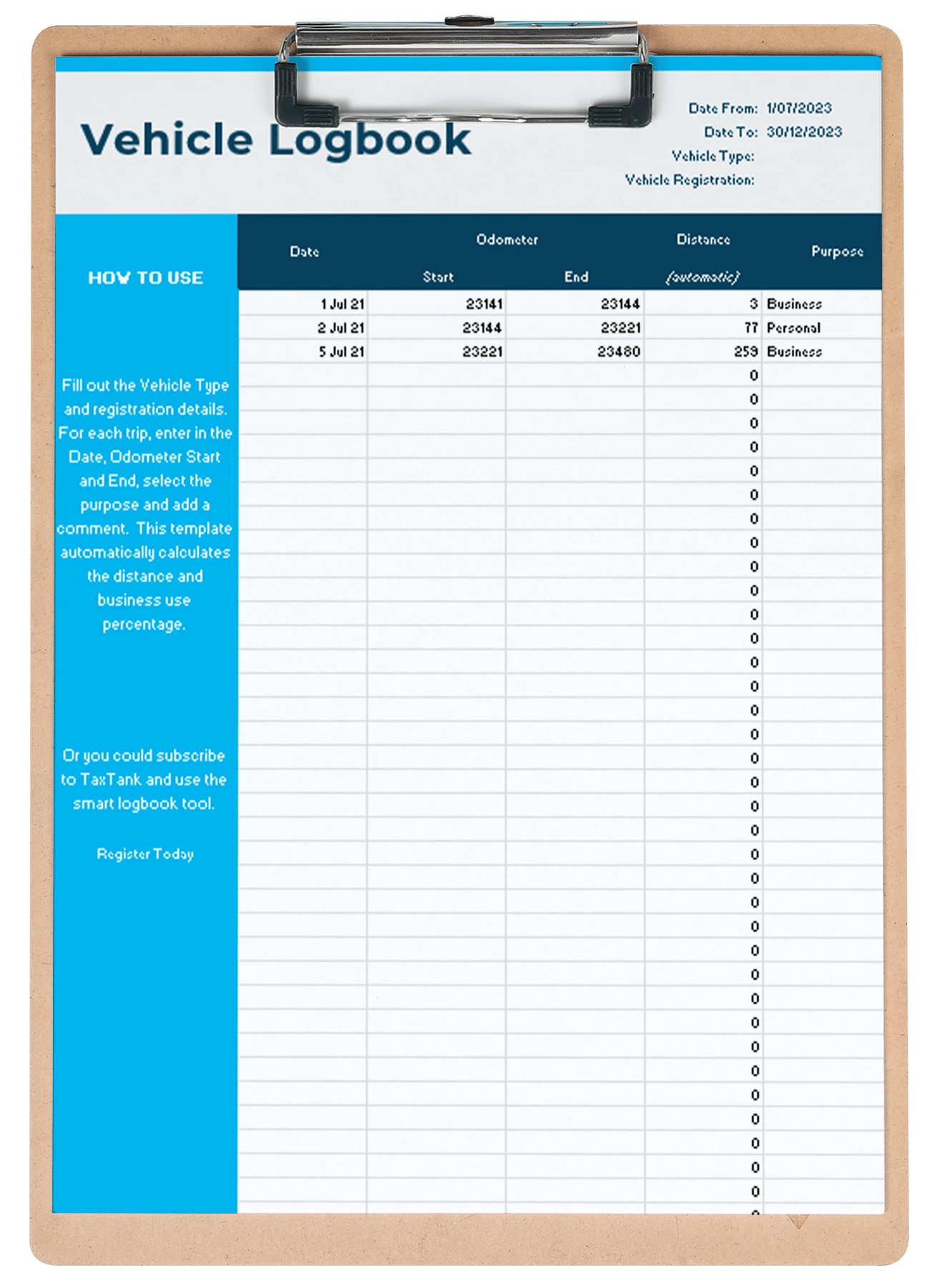 Free Vehicle Logbook For Compliant Tax Claims