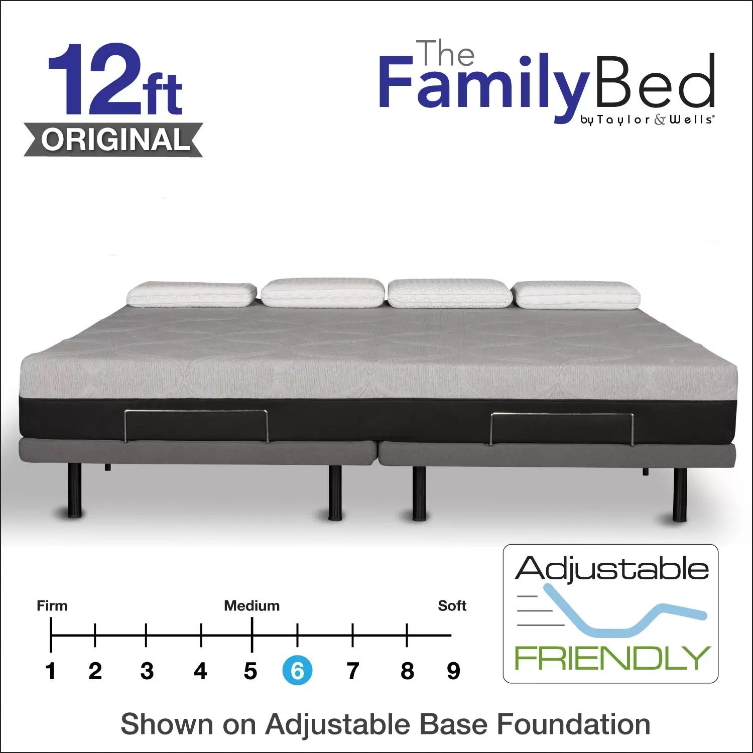 The Family Bed XL 12 Foot Gel Memory Foam Mattress Taylor & Wells