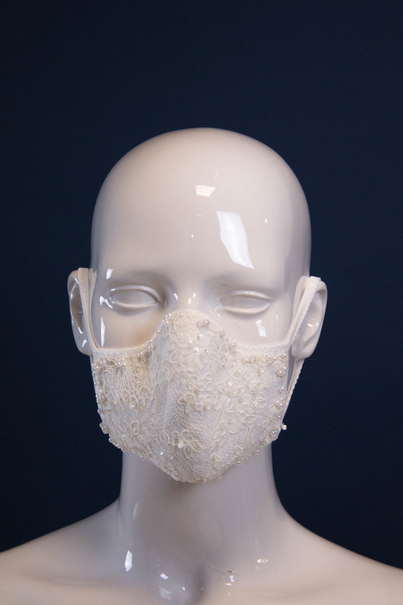 Bridal Face Mask With Pearls and Lace Taylor Lane Designs