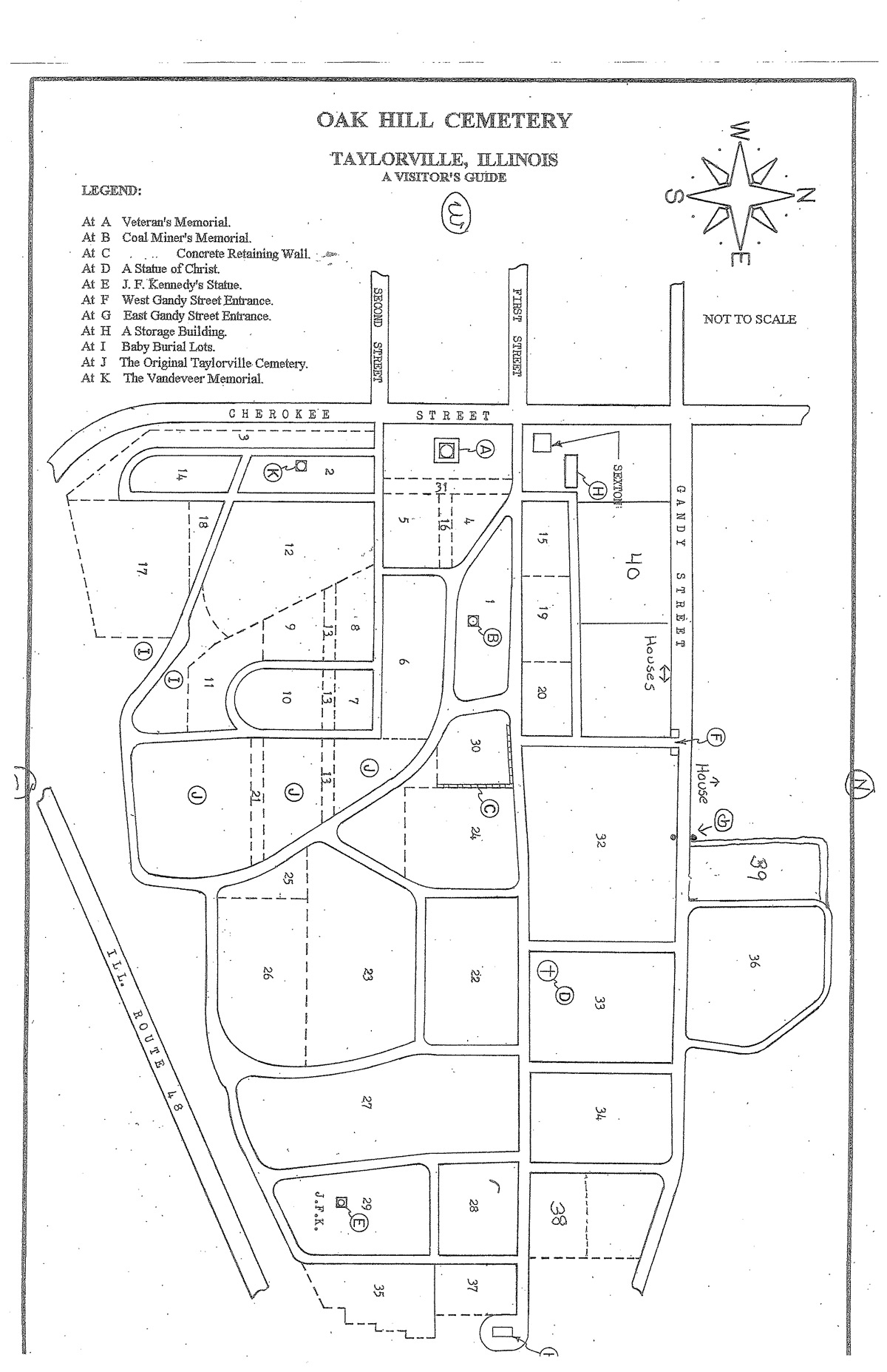 Oak Hill Cemetery Map Taylorville, Illinois