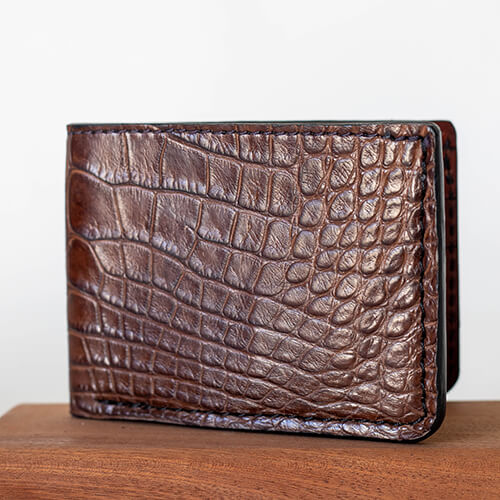 Brown Alligator Bifold Wallet Taza Leather