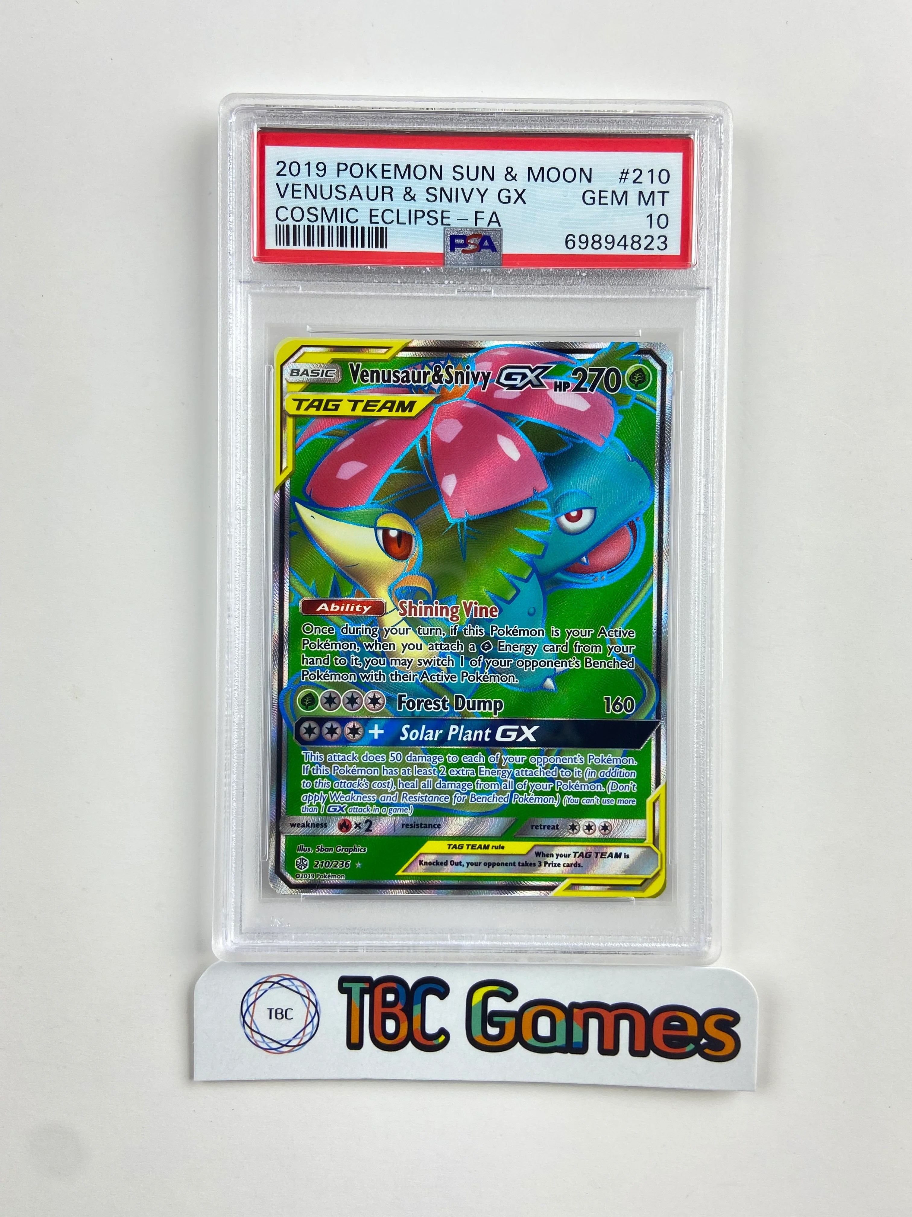 Venusaur & Snivy GX Cosmic Eclipse 210 PSA 10 TBC Games