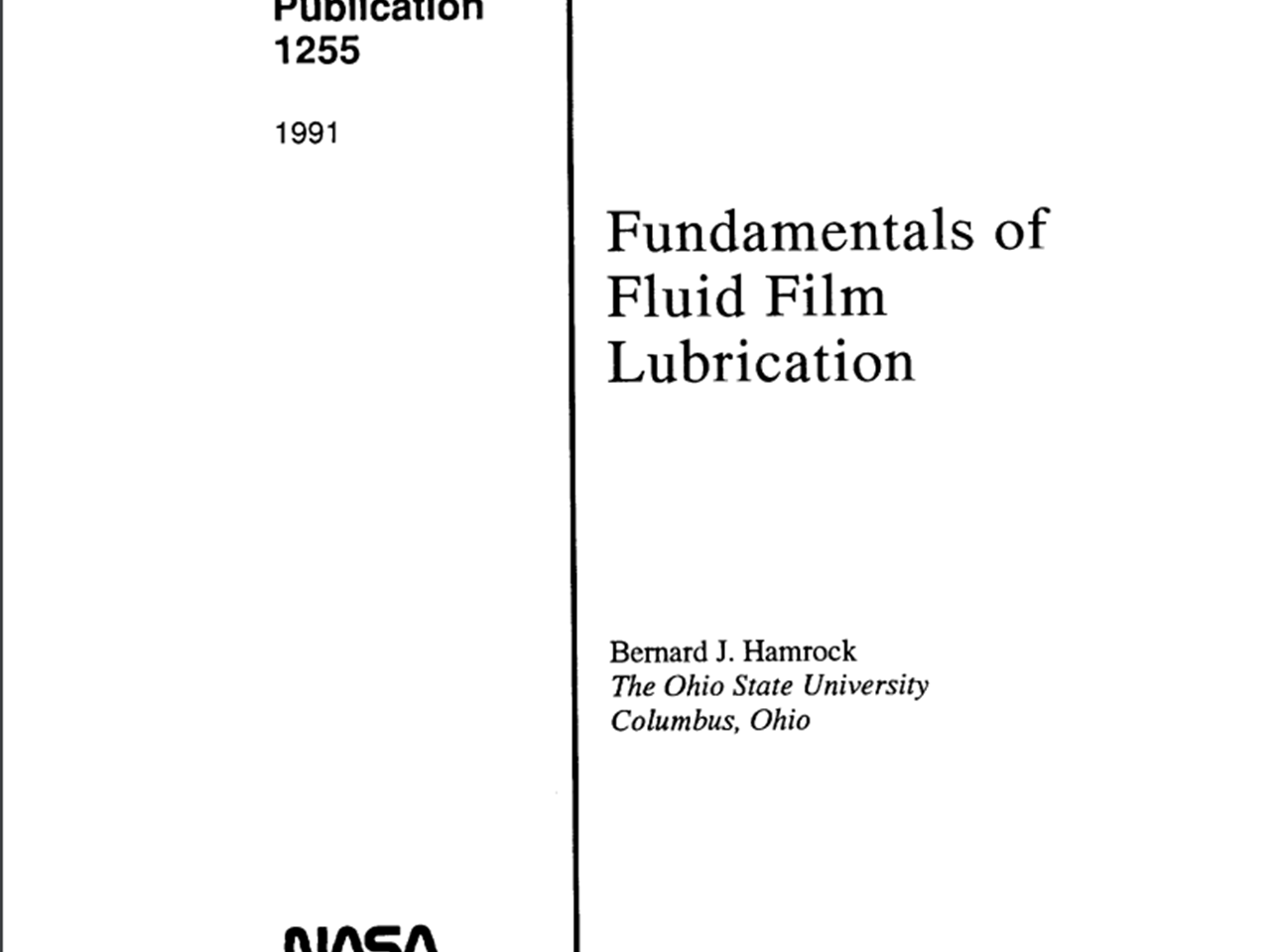 Fundamentals of Fluid Film Lubrication (NASA)