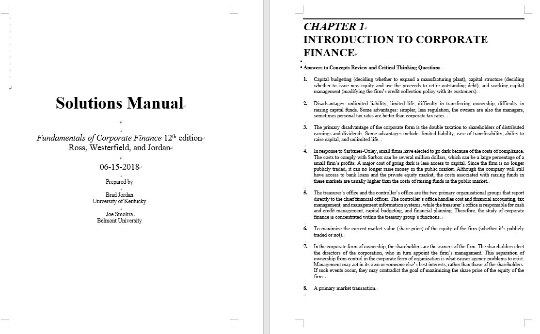 Corporate Finance 3rd Edition Ross Solutions