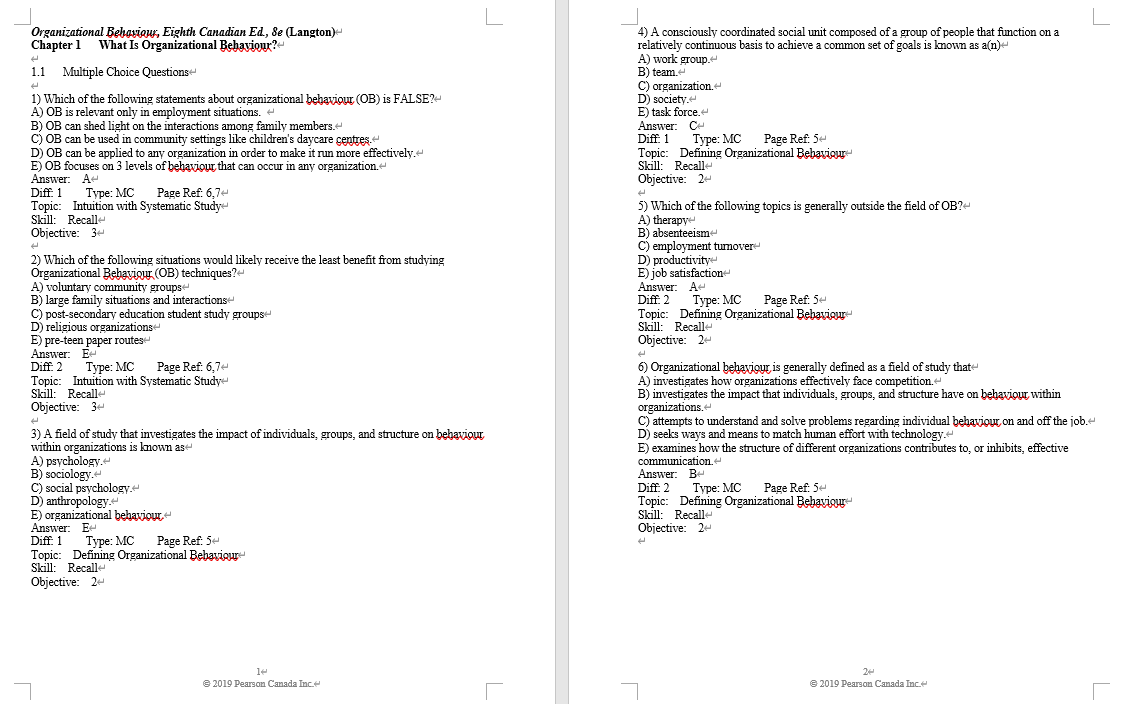 Test bank For Organizational Behavior Essentials for Improving.