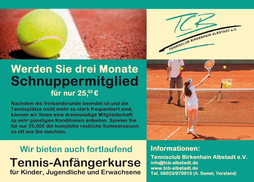 Jetzt Schnuppermitglied werden! Birkenhain Albstadt