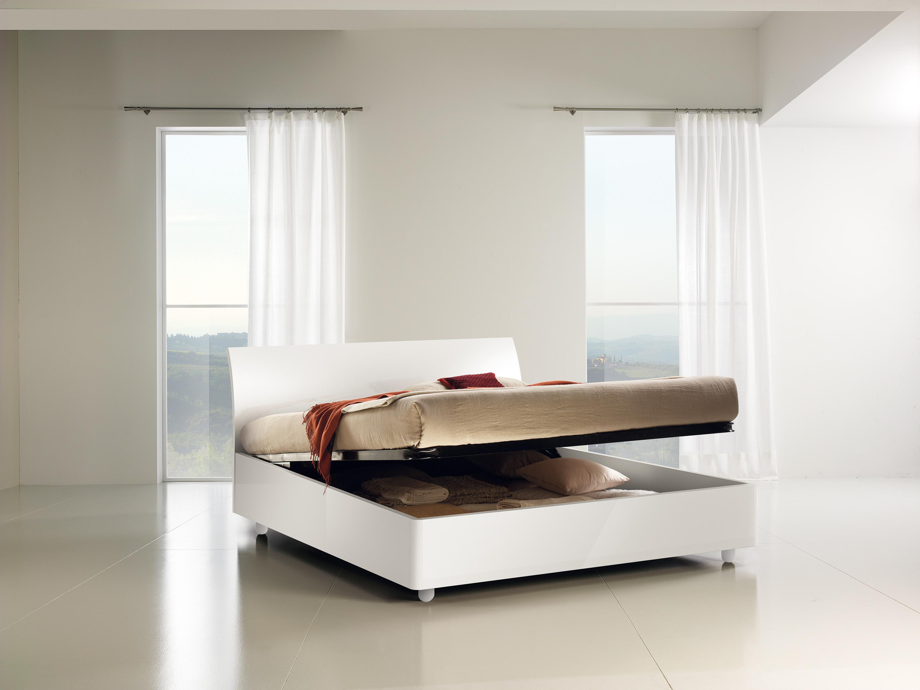 Letto matrimoniale contenitore completo di rete bianco frassino L215