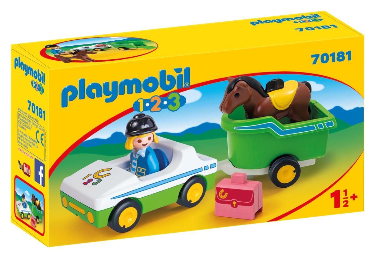 PLAYMOBIL AUTO CON TRASPORTO CAVAVALLI 1.2.3. 70181