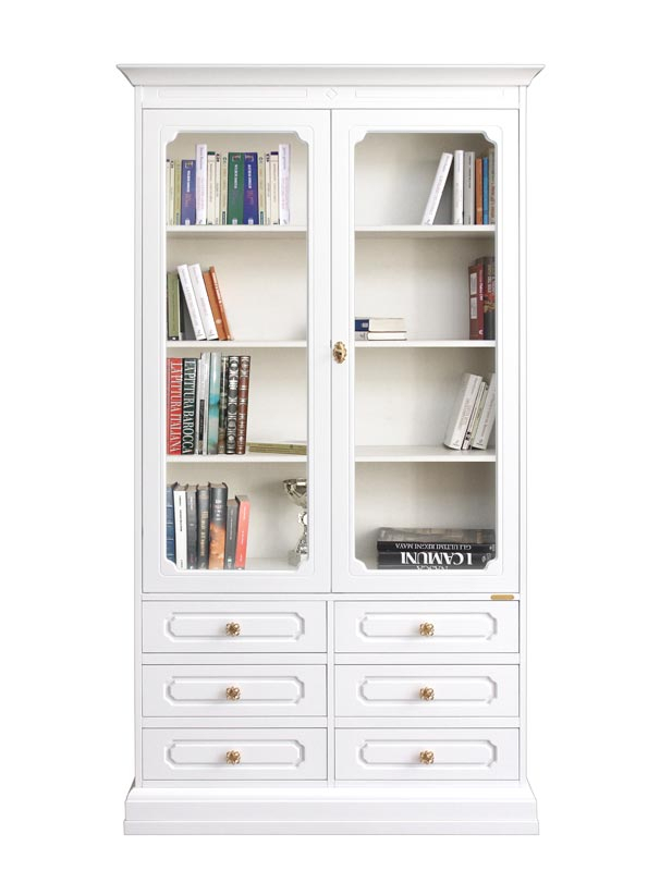 Glass door tall bookcase 6 drawers Ferrettohome by Veronastyle