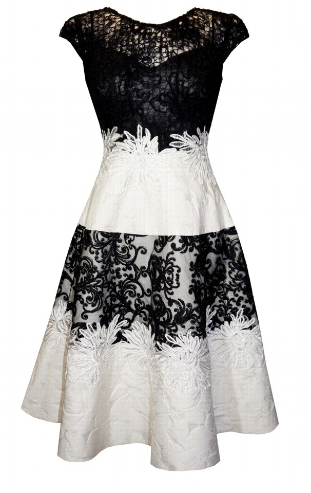 Abito Cerimonia Donna Corto Avorio E Nero. | Favole | Abiti Da Sposa E Da Cerimonia Con Sartoria