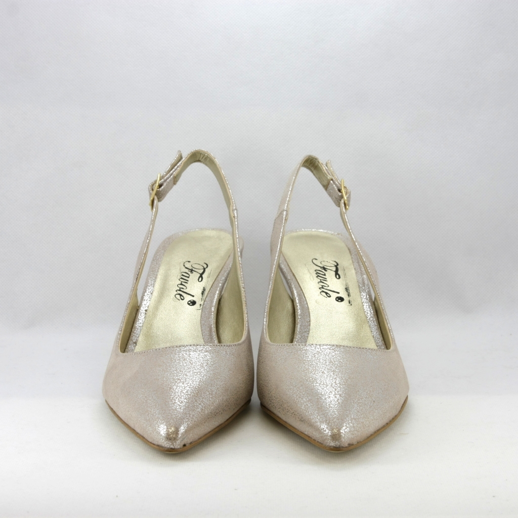 Scarpa cerimonia donna elegante in tessuto lamè color platinorosa con