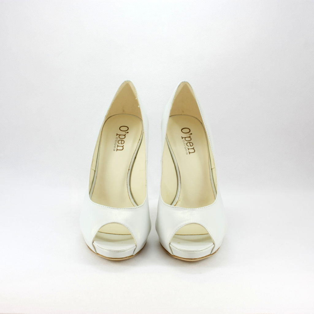 Scarpa cerimonia donna elegante da sposa in pelle perlato bianco con