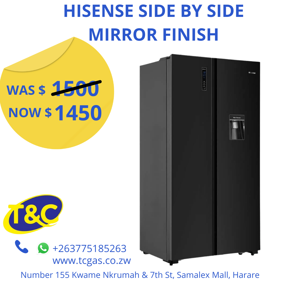 Hisense side by side mirror finish fridge TC Gas