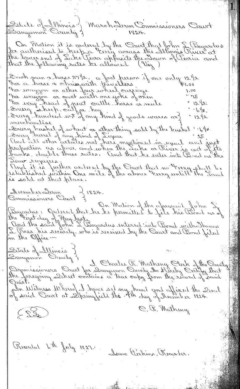 1827 First Tazewell County Legal Document Tazewell County