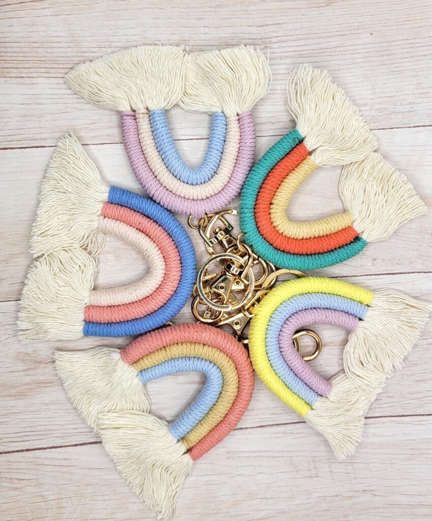 Macrame Rainbow Keychain 5 Colors to Choose From TCG Laser Blanks