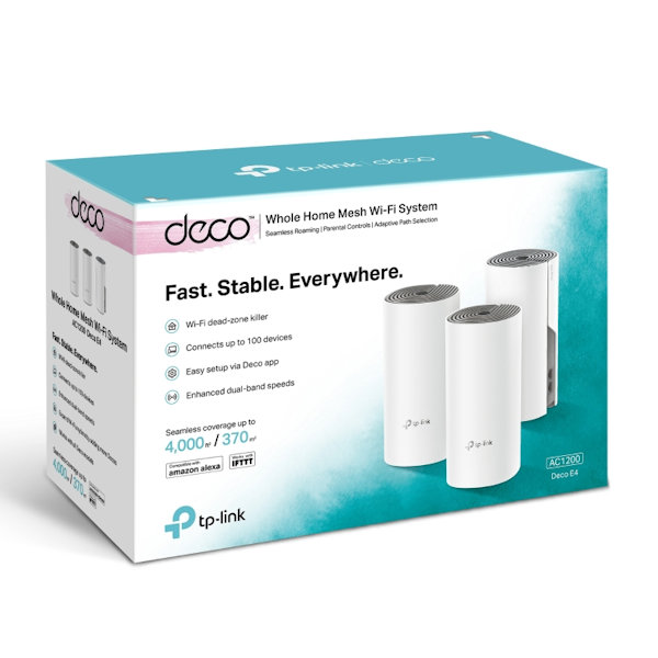 TPLink Deco E4 3 Pack AC1200 Whole Home Mesh Wifi Router System The