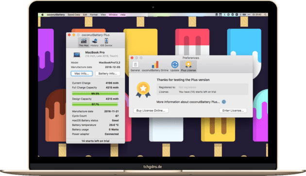 coconutBattery AkkuTool für den Mac bekommt kostenpflichtige PlusVersion