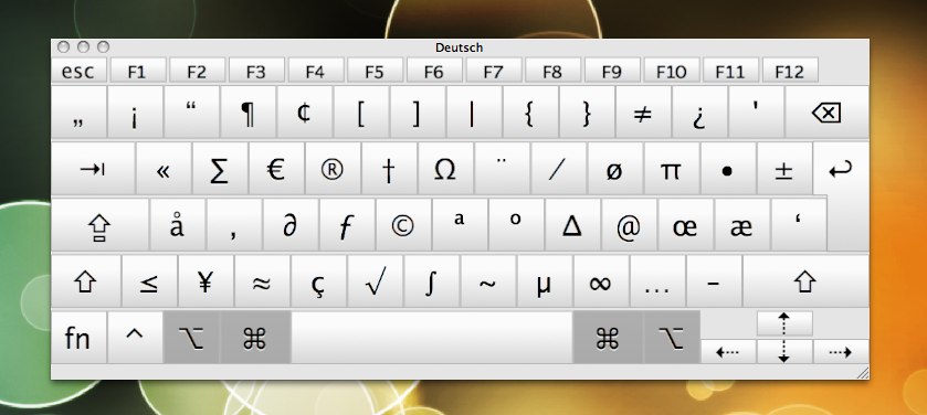 Mac OS X Alle Tasten und Sonderzeichen anzeigen lassen