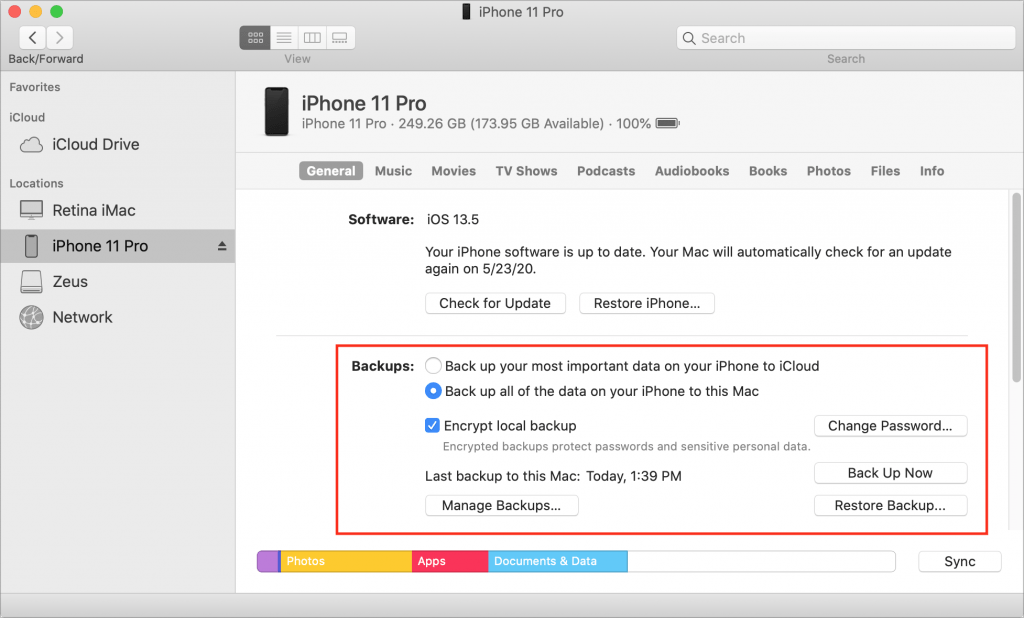 How to Back Up an iPhone or iPad with Your Mac Running Catalina