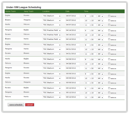 Create free tournament schedules and share it with.