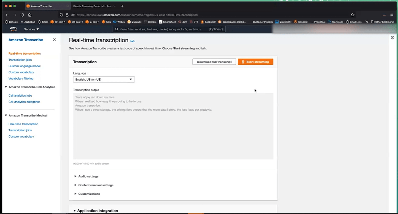 AWS CustomerCast Amazon Transcribe Tutorials Dojo