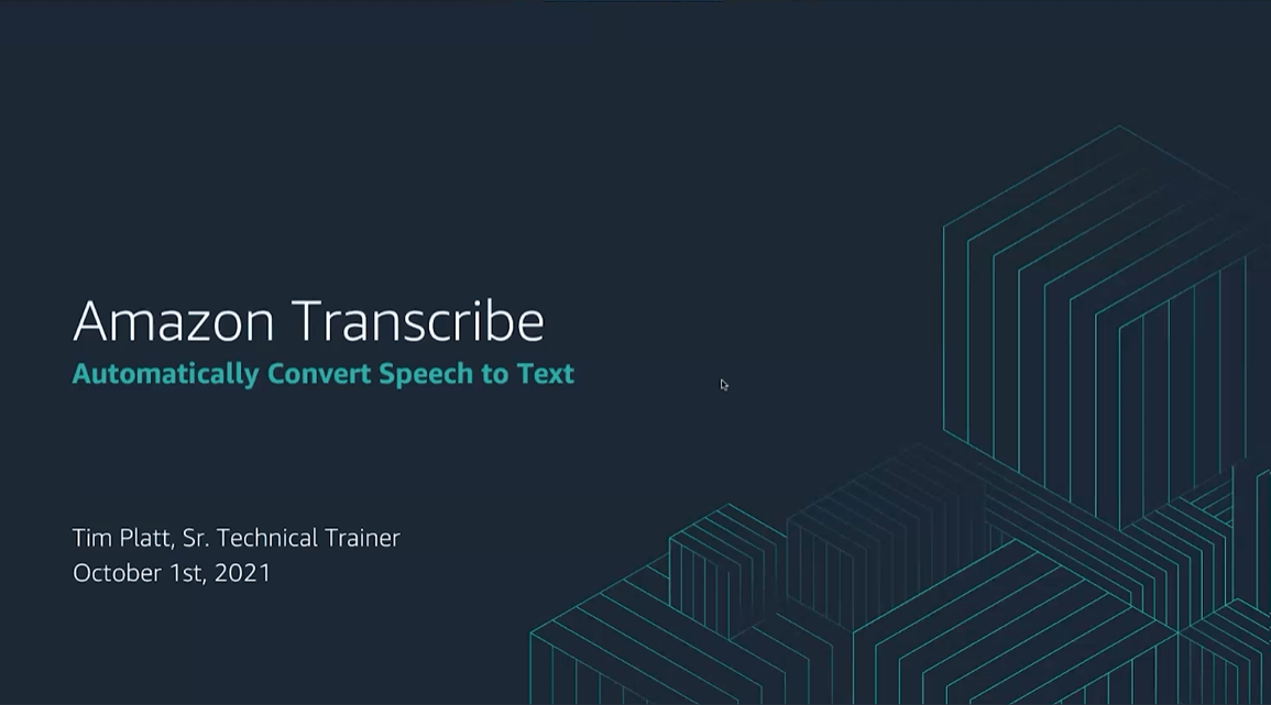 AWS CustomerCast Amazon Transcribe Tutorials Dojo